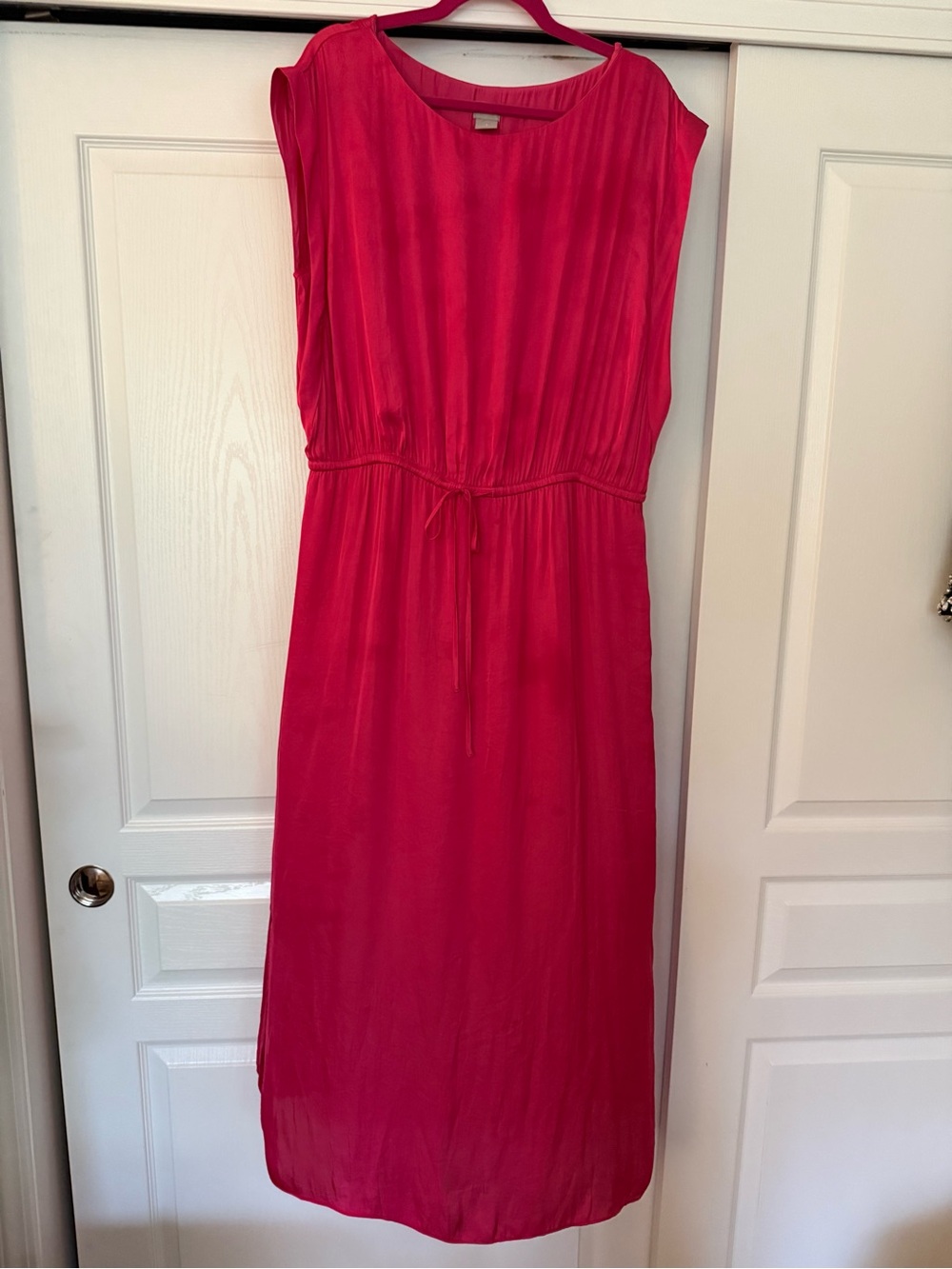 Brand New Chico's Sleeveless Bright Pink Maxi Dress with Drawstring Waist